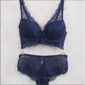レース ブラジャー＆ショーツ 上下セット　タイプ4  ネイビー