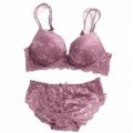 レース ブラジャー＆ショーツ 上下セット パッド入り　タイプ7  パープル