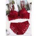 レース ブラジャー＆ショーツ 上下セット パッド入り　タイプ7  レッド