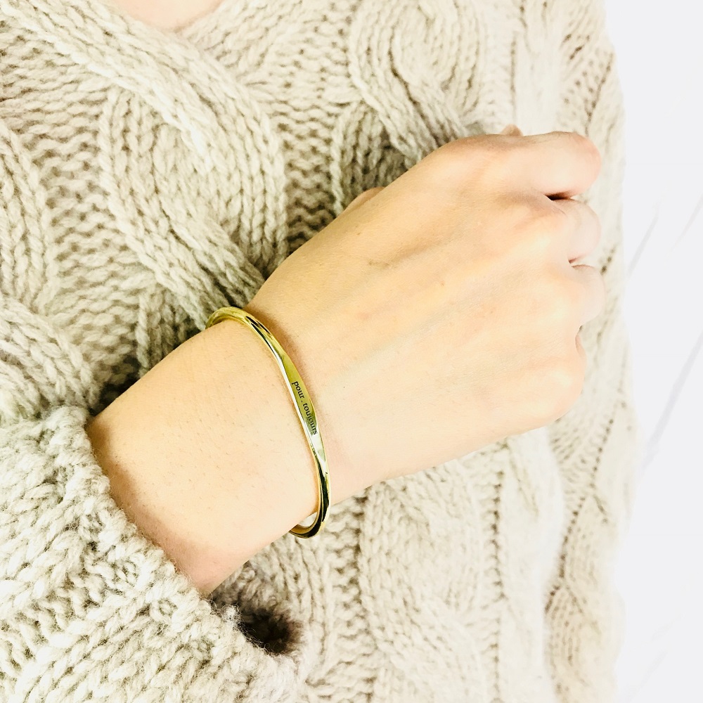 バングル　ブレスレット 刻印無料 真鍮 Leaf（リーフ）