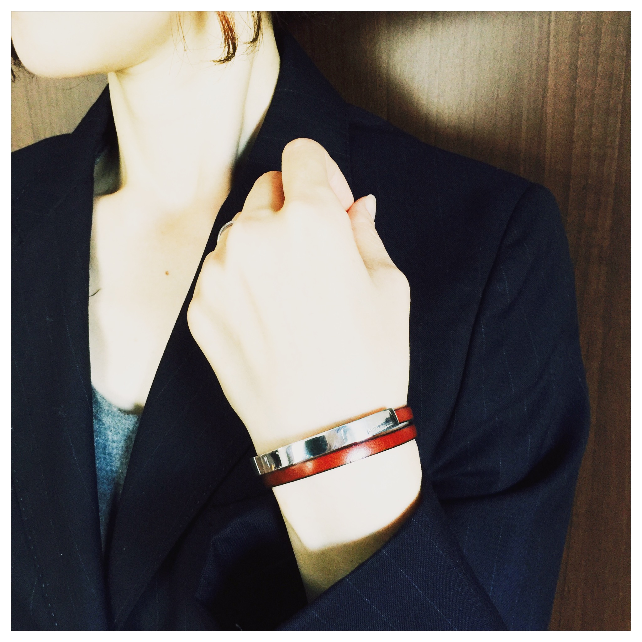 ブレスレット 刻印無料 silver950 イタリアンレザー loop silver950