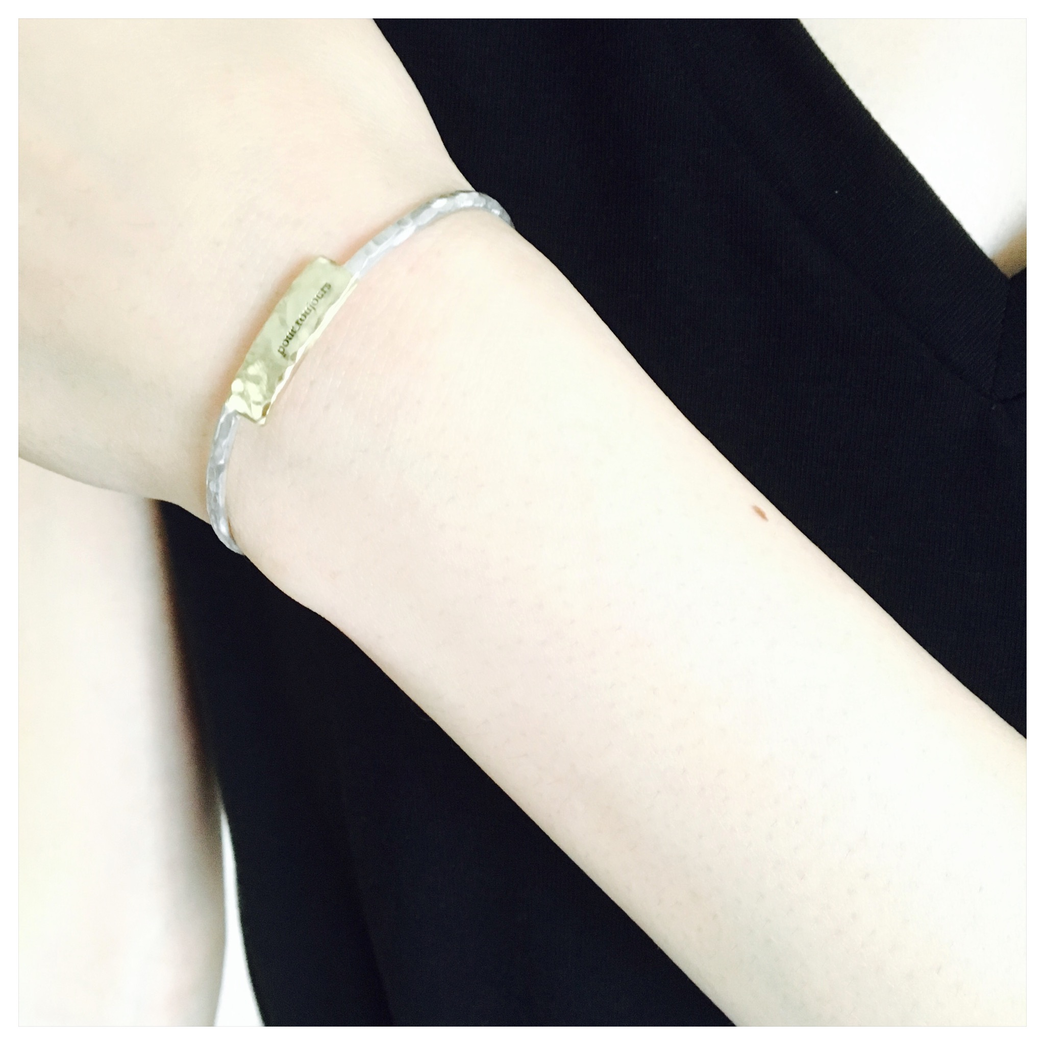 バングル 刻印無料 真鍮 brass top x silver950　