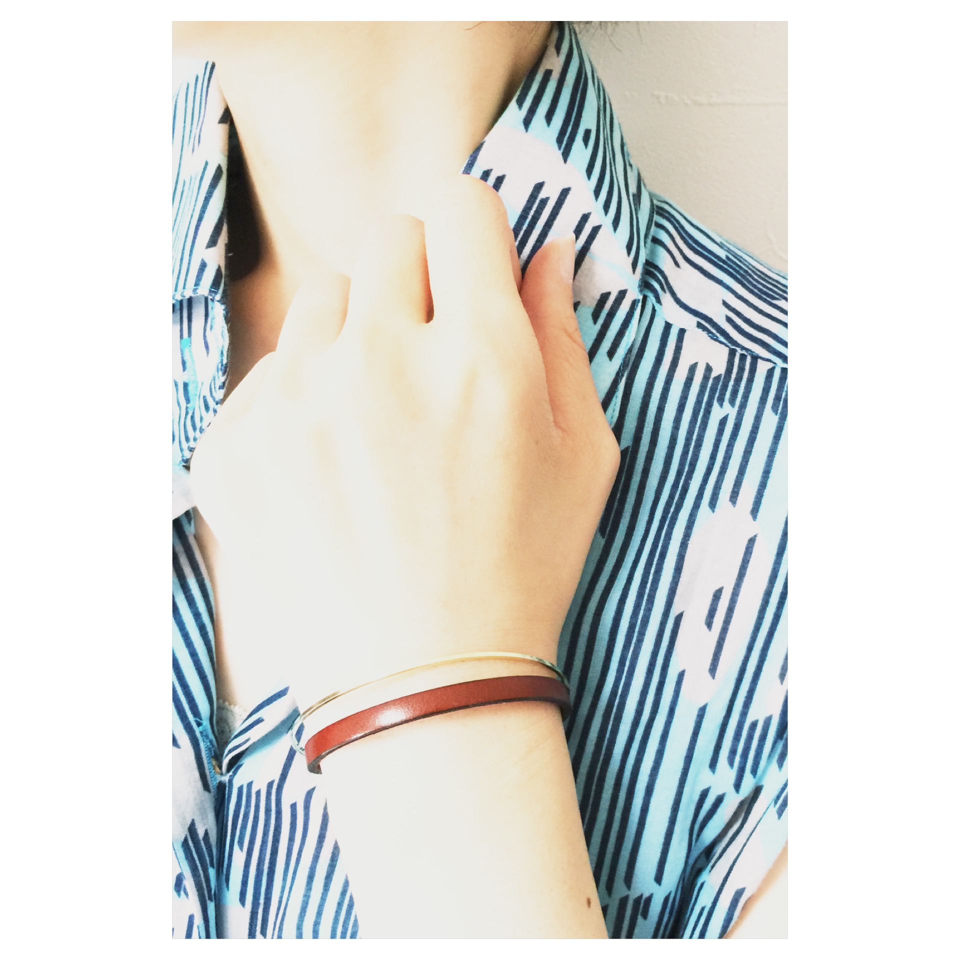 ブレスレット  刻印無料 真鍮 イタリアンレザー x brassブレスレット 