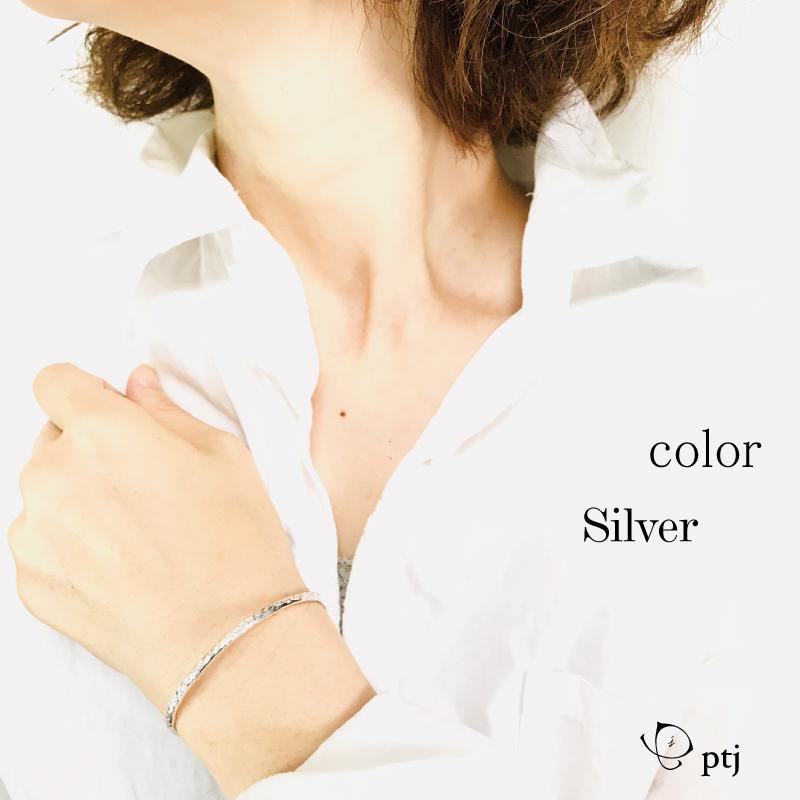 silver950　クラッシュ　バングル 　 刻印無料 単品価格　