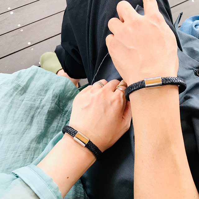 Flat braidペアブレスレット着画画像
