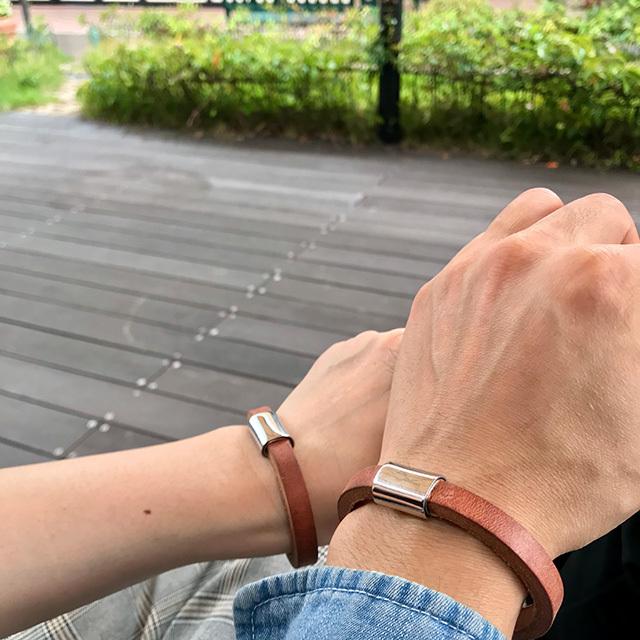 美品　生前整理　約8g　18K　刻印　ブレスレット　磁石反応無し 楽天市場】単品販売 ペアブレスレット 刻印無料 レザー 本革