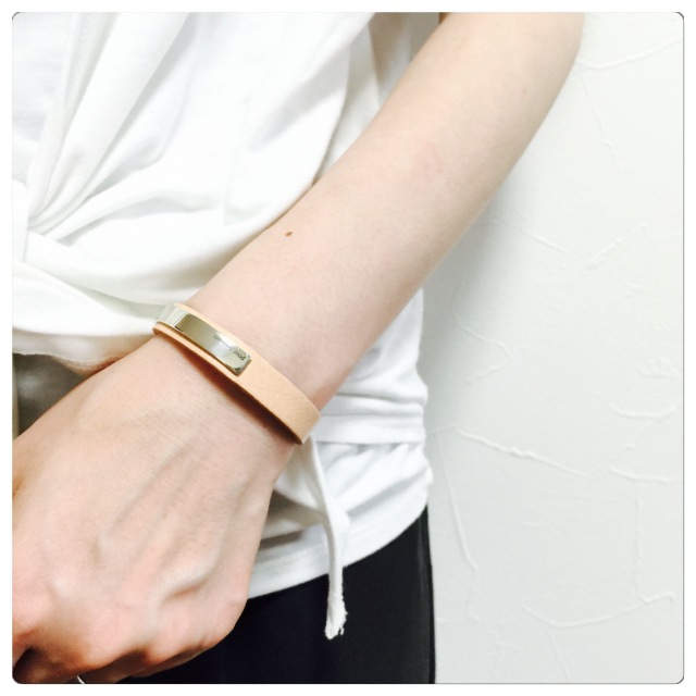 ブレスレット バングル 刻印無料 本革 silver950 side top