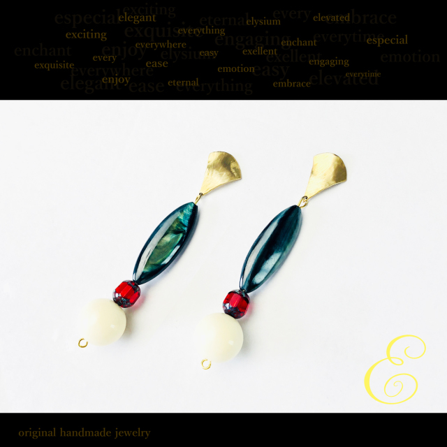 ピアス Brass カラーシェル グラスビーズ アクリルビーズ E Pi 0058