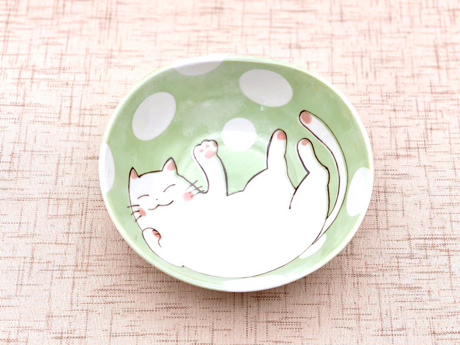 ねこまるけ　ゴロニャン楕円小鉢