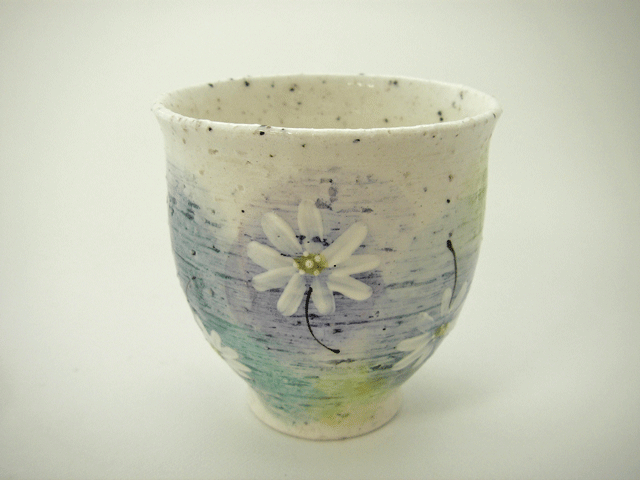 ≪アウトレット和食器≫色絵化粧　湯呑(ブルー）