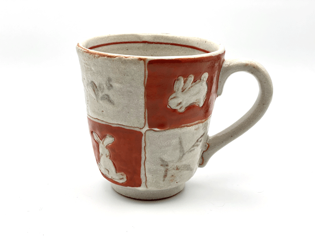 市松うさぎ　マグ（赤）