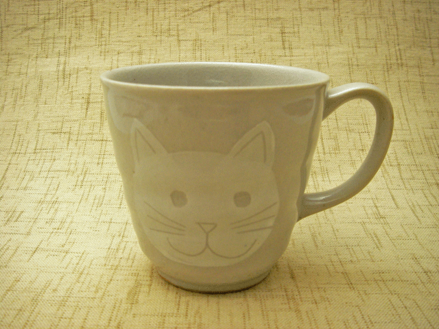粉引きネコマグカップ
