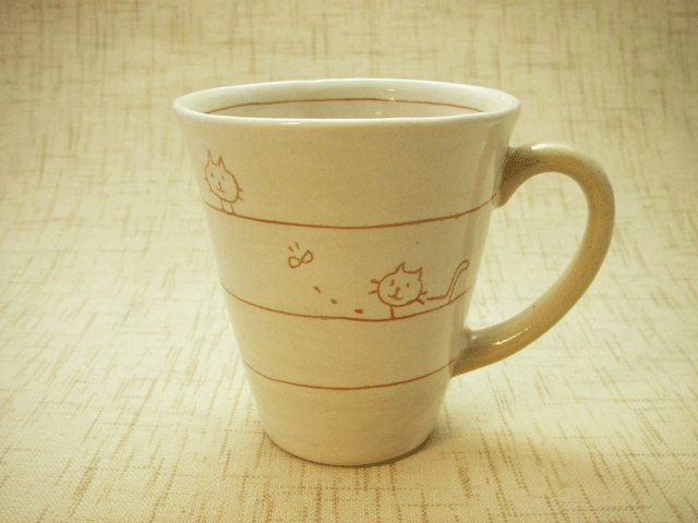 ≪和食器≫遊び猫　姫マグ（赤）