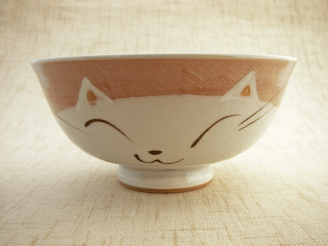 ≪和食器≫のほほん猫　飯碗（紅）
