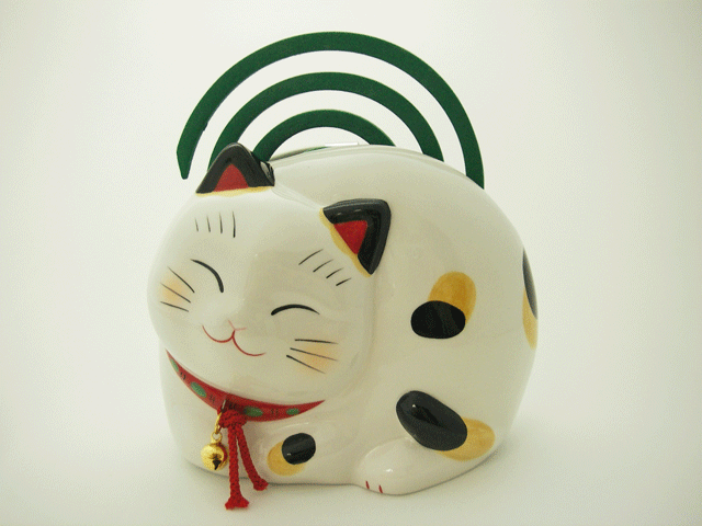 【猫雑貨　蚊遣器】幸せこいこい猫たて蚊遣器