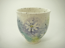 ≪アウトレット和食器≫色絵化粧　湯呑(ブルー）