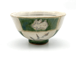 市松うさぎ　お茶碗（緑）