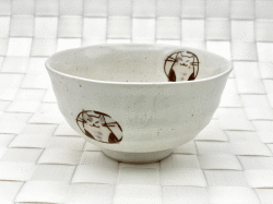 色釉丸猫　ご飯茶碗
