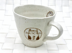 色釉丸猫　マグカップ