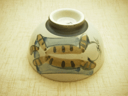 【和食器　お茶碗　猫柄】あおむけねこ　飯椀（青）