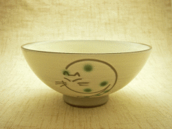 【和食器　茶わん】粉引こたつねこ　飯碗（中平）