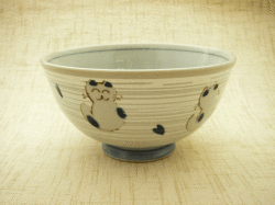 【和食器　猫茶碗　お茶碗】うちのねこ　ご飯茶碗（青）