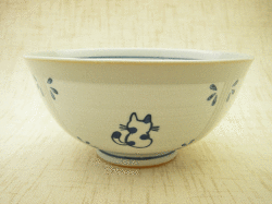 間取りねこご飯茶わん（青）