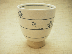 ≪和食器≫遊び猫　　湯のみ（青）