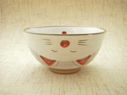 ≪和食器≫彩猫　飯碗（紅）