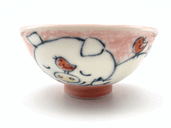 ぴんくのぶたさんのこども茶碗