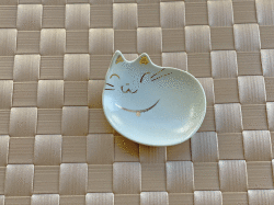 白ネコ　豆皿