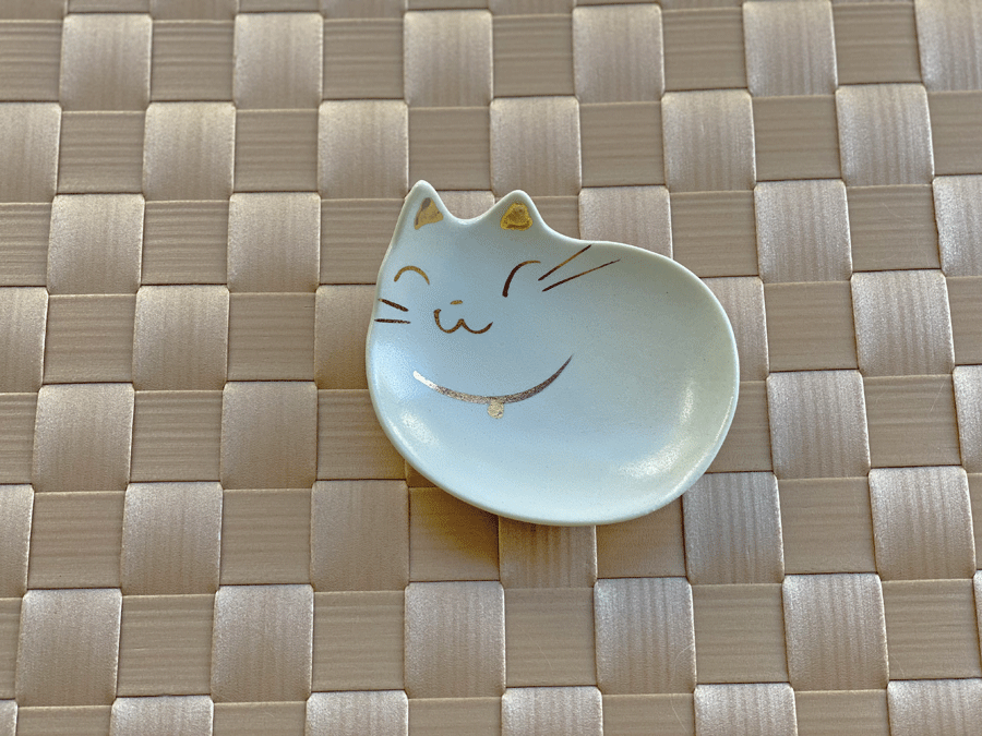 白ネコ　豆皿