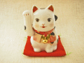 彩絵　ふく福招き猫（右赤）