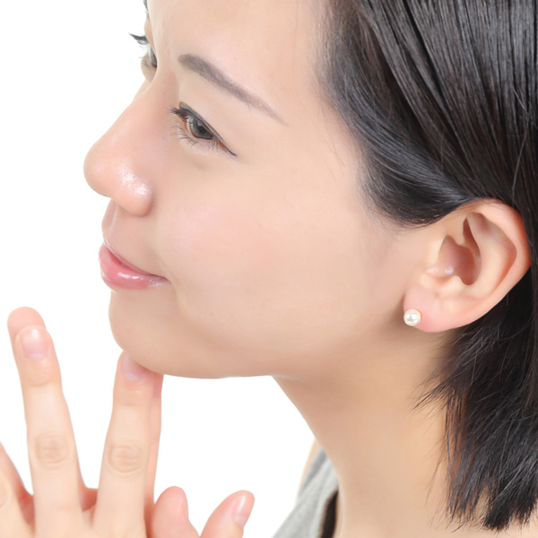 「貼るピアス専用」A112 上品♪一粒6mmパール（ダークグレー） お試し商品 貼るピアス 一粒樹脂パール6mm シール両耳8回分つき 送料無料