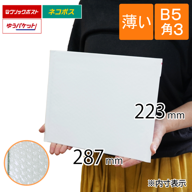 薄い　クッション封筒　白色　B5　角3