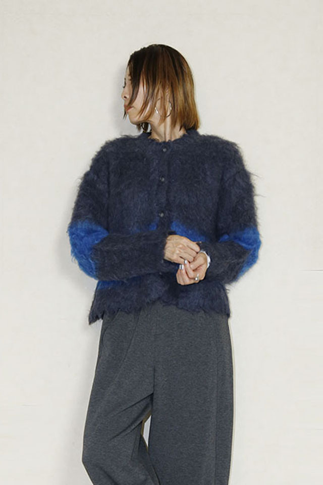 SUGAR ROSE 　配色シャギーカーディガン　256990-07