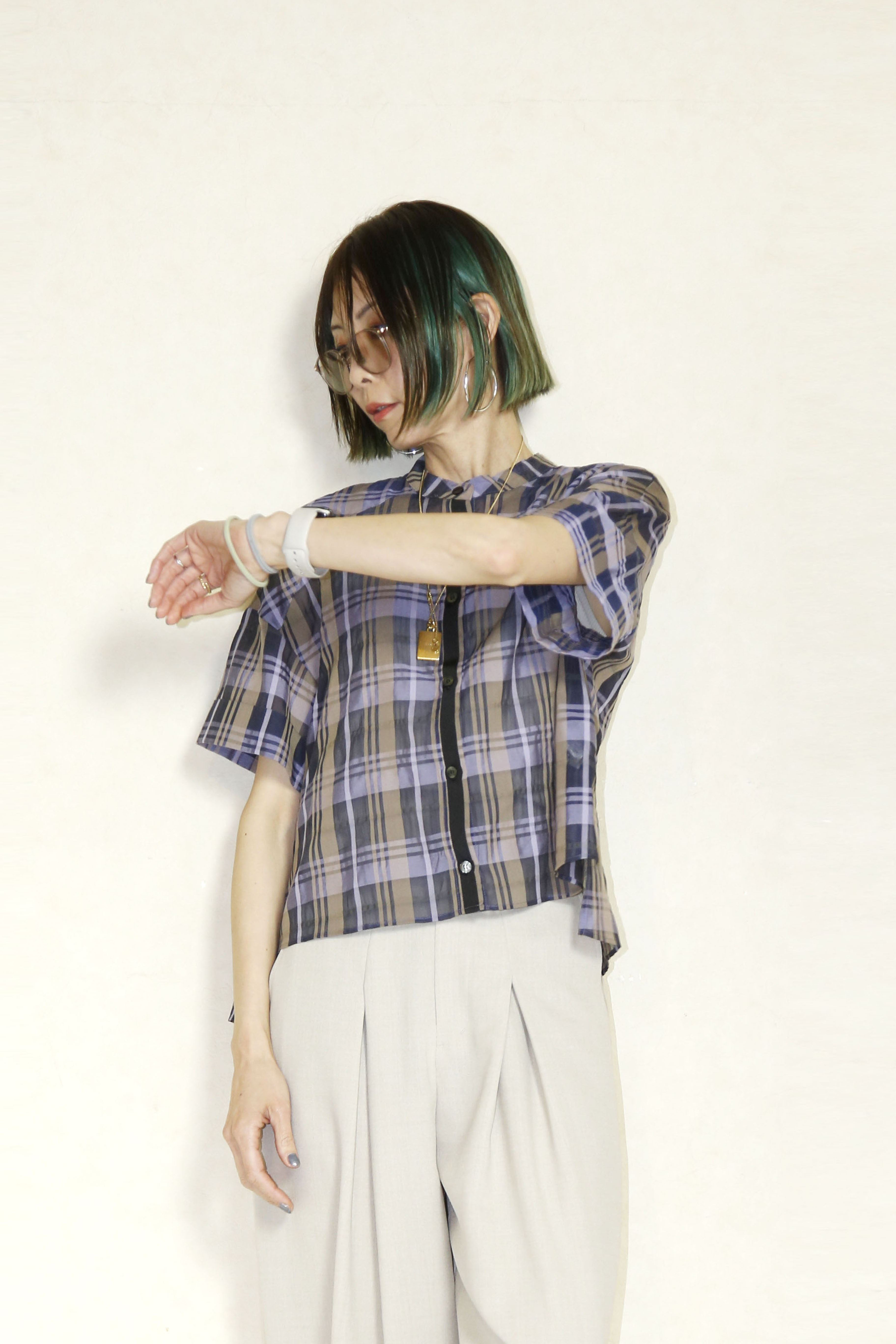 trois （トロア）シズルチェックショートシャツ　T261-81048