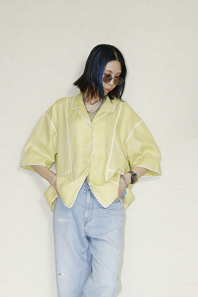 OKIRAKU　（オキラク）pico lace linen shirt　BE20305