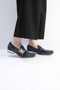 Blaze(ブレイズ) ダイヤヒールスリッポンシューズ　YA-0019-DENIM