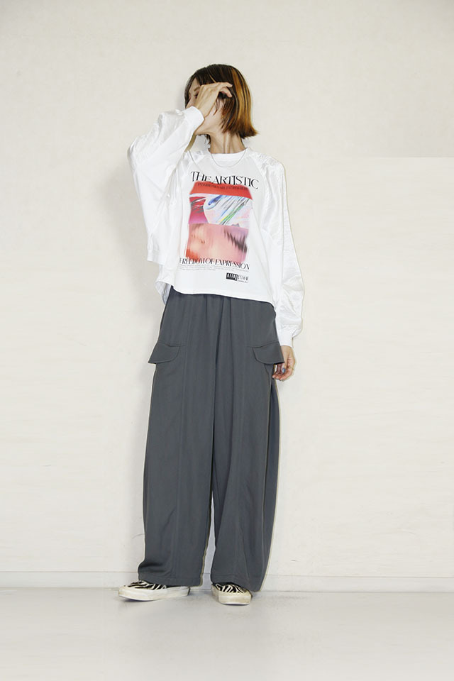 OKIRAKU（オキラク） スウェット OKIRAKU （オキラク）satin sleeve printed tee BD50404 通販 送料無料