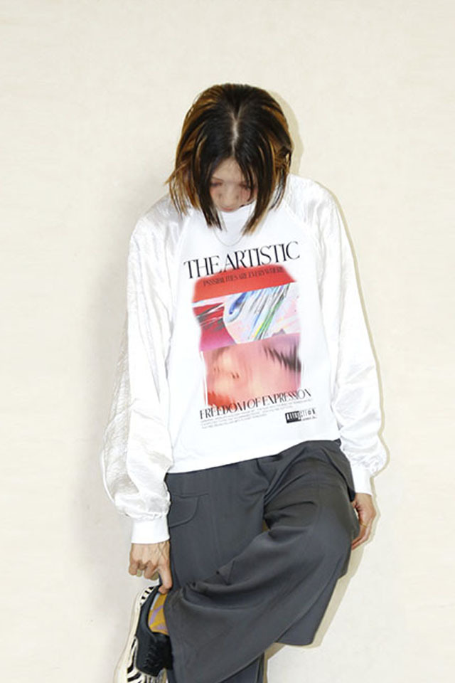 OKIRAKU（オキラク） スウェット OKIRAKU （オキラク）satin sleeve printed tee BD50404 通販 送料無料