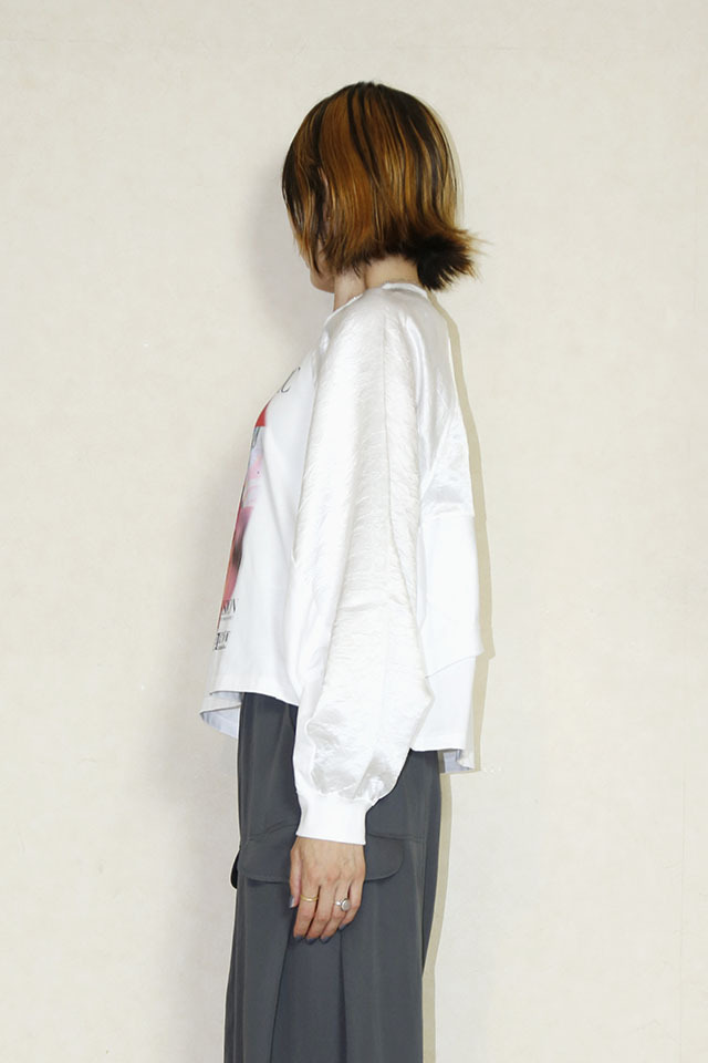OKIRAKU （オキラク）satin sleeve printed tee BD50404 通販 送料無料