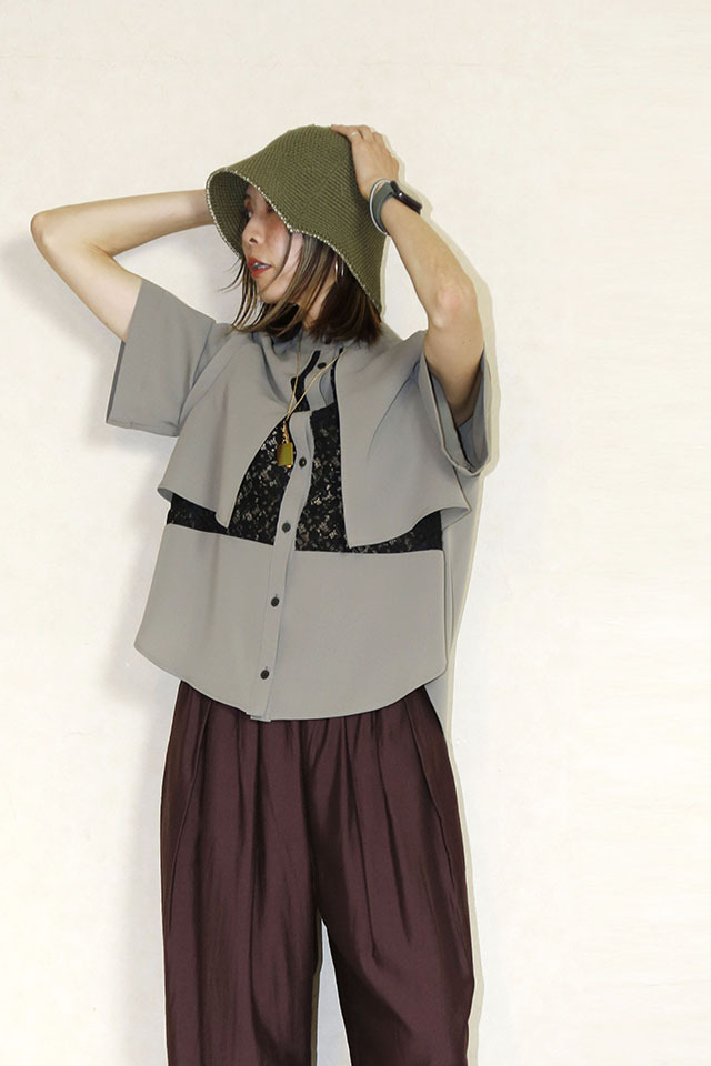 trois （トロア）ダブルクロス＆レース切替ブラウス T251-81062-C 通販