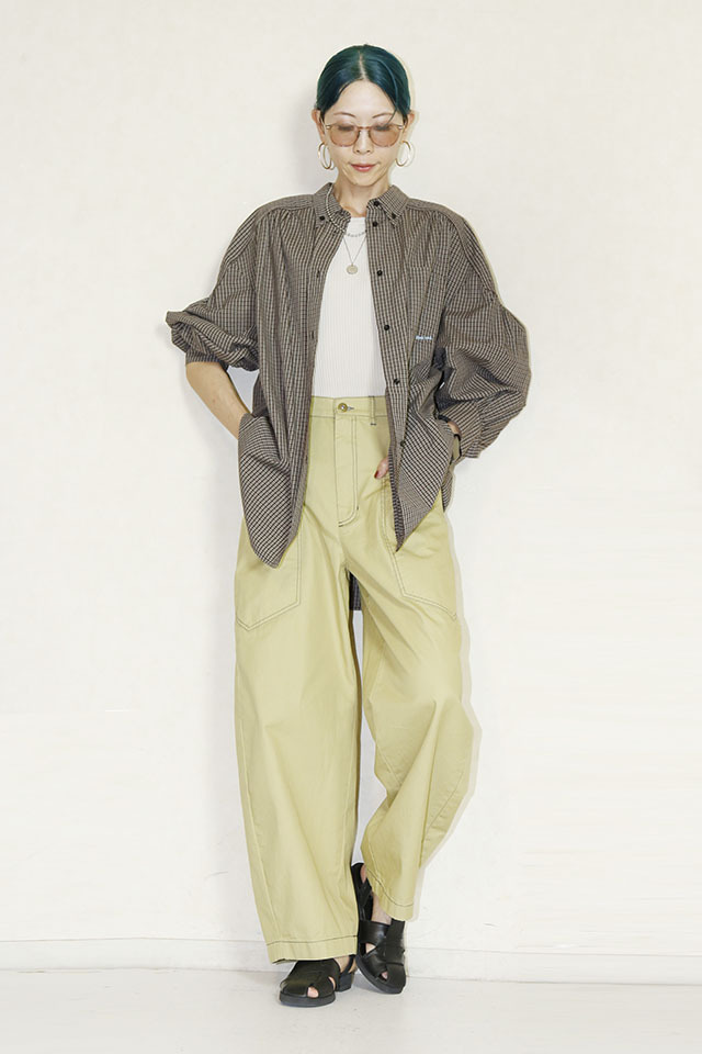 ブラック＆ホワイト　ブラック アンド ホワイト　幾何学柄 テーパード パンツ黄色 CYNICAL (シニカル) ステッチパンツ 552-96027 通販 送料無料