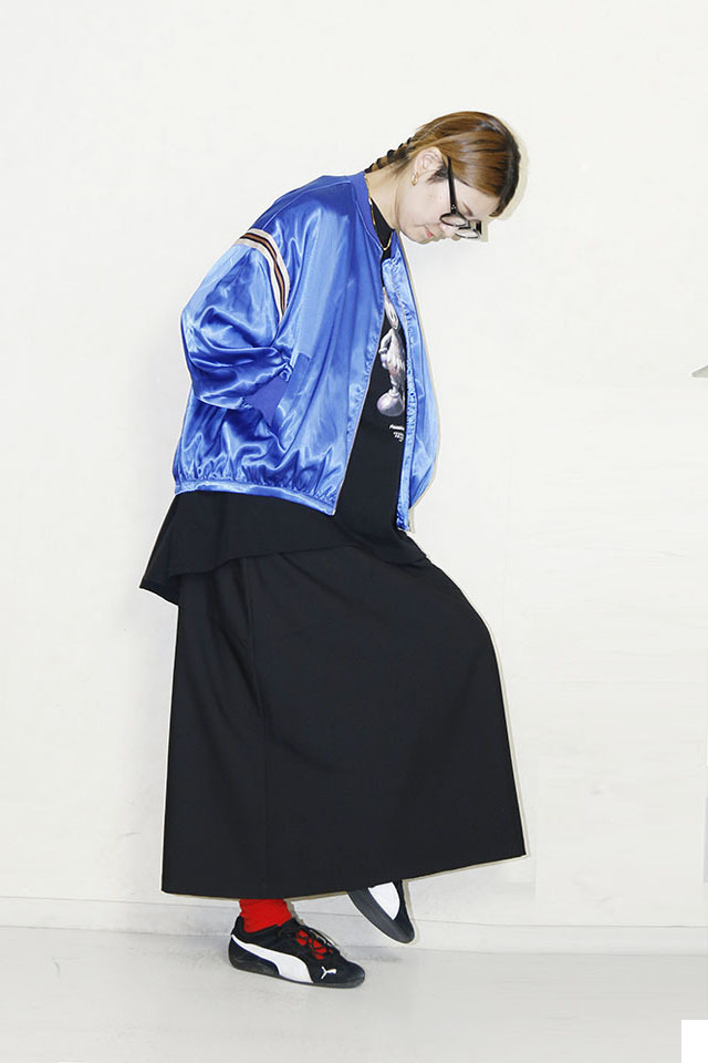 1 78　光沢 サテンブルゾン 定価2.5万円 blanco ラインスリーブサテンブルゾン BL000550 通販 送料無料