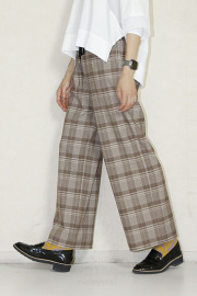 trois （トロア）サキソニーチェック セミワイドパンツ　T256-87048-E
