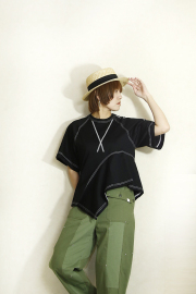 USU GALLERY 　ステッチカットソー　23M-MT-11-M-BK