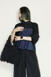 trois （トロア）チュールエアリークロスショートブラウス　T261-81011-E