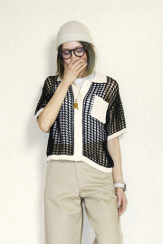 HCAE  COLOR TRIM MESH KNIT CARDIGAN E26S0012