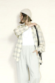KHA:KI（カーキ） SHEER CHECK OVER SHIRTS　MIL26HBL3157